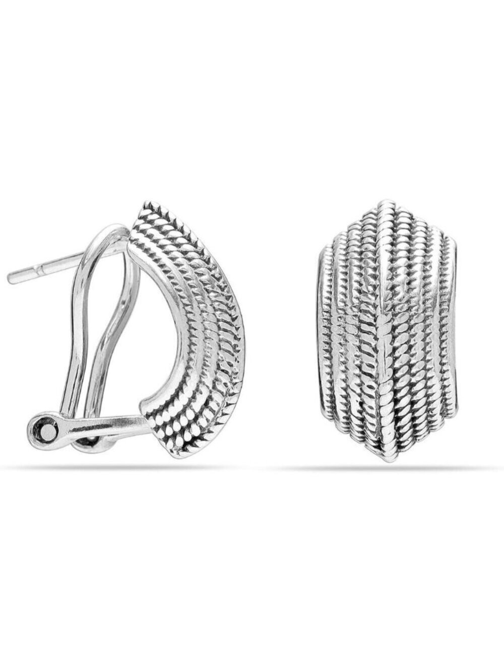 🆕 Women Silver Pierced Stud Earrings Sterling Medium Large Omega Back Jewelry
